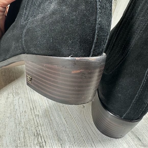 Sam Edelman Bronson Low Stack Heel Bootie in Black Suede #1036 - Picture 10 of 12